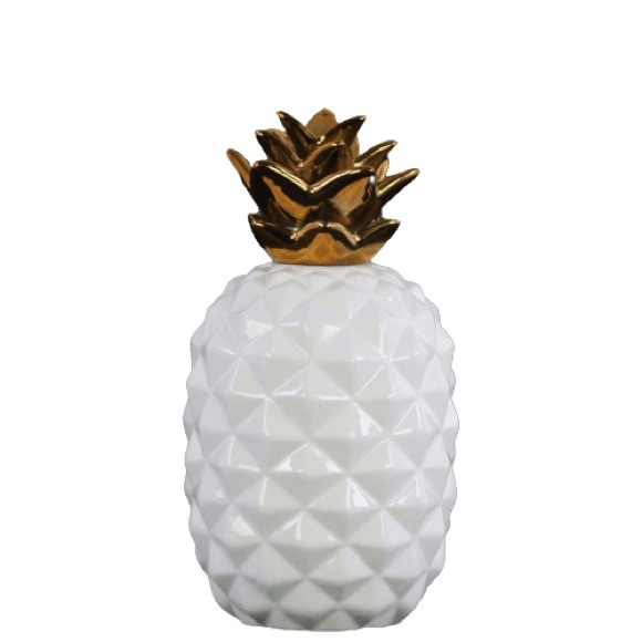 Hazel & Co. White and Gold Crown Ceramic Pineapple Figurine Decor - Picture 13 of 16